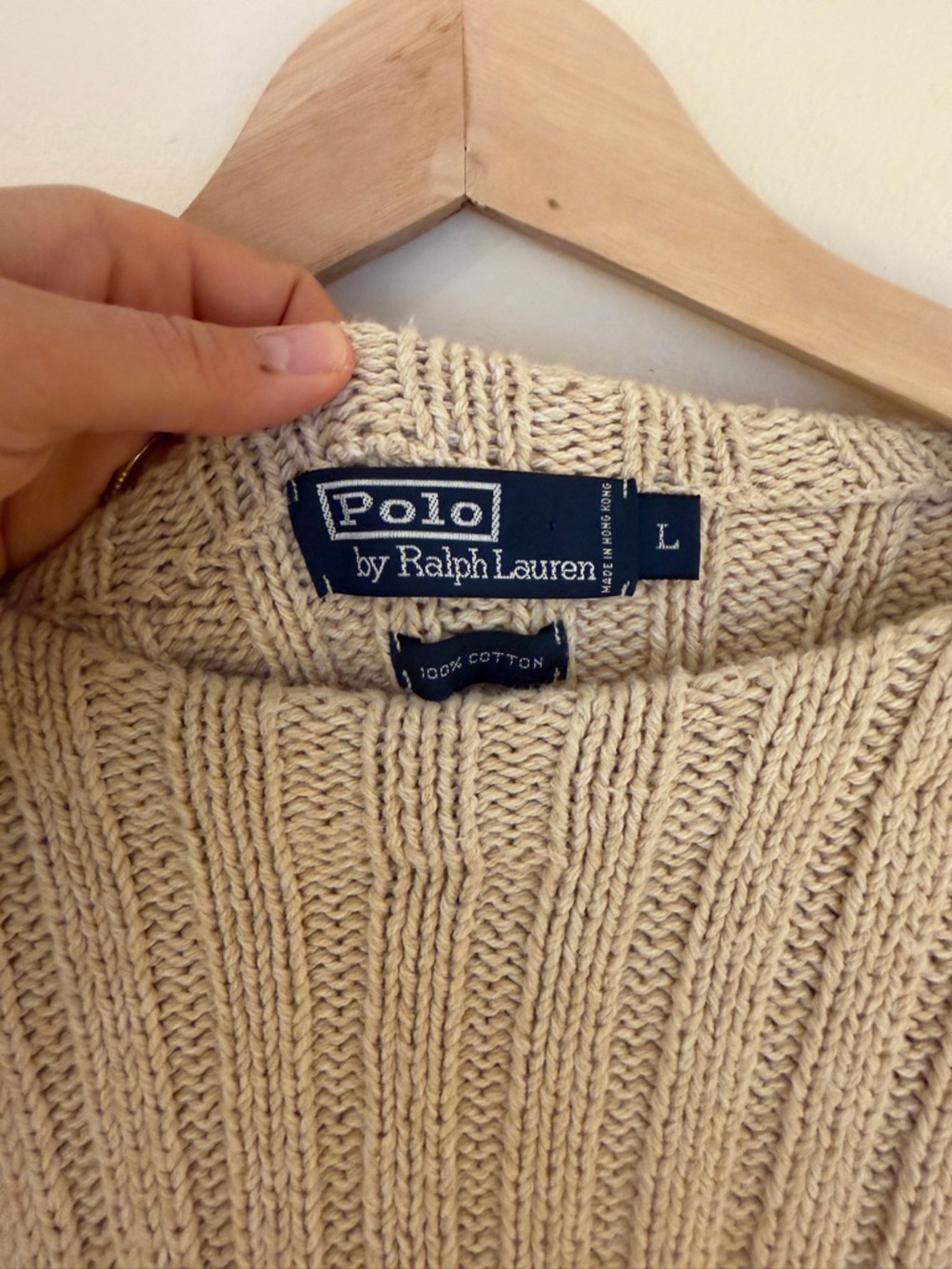 Ralph Lauren Cream Ribbed Crewneck Sweater - Picture 3 of 3